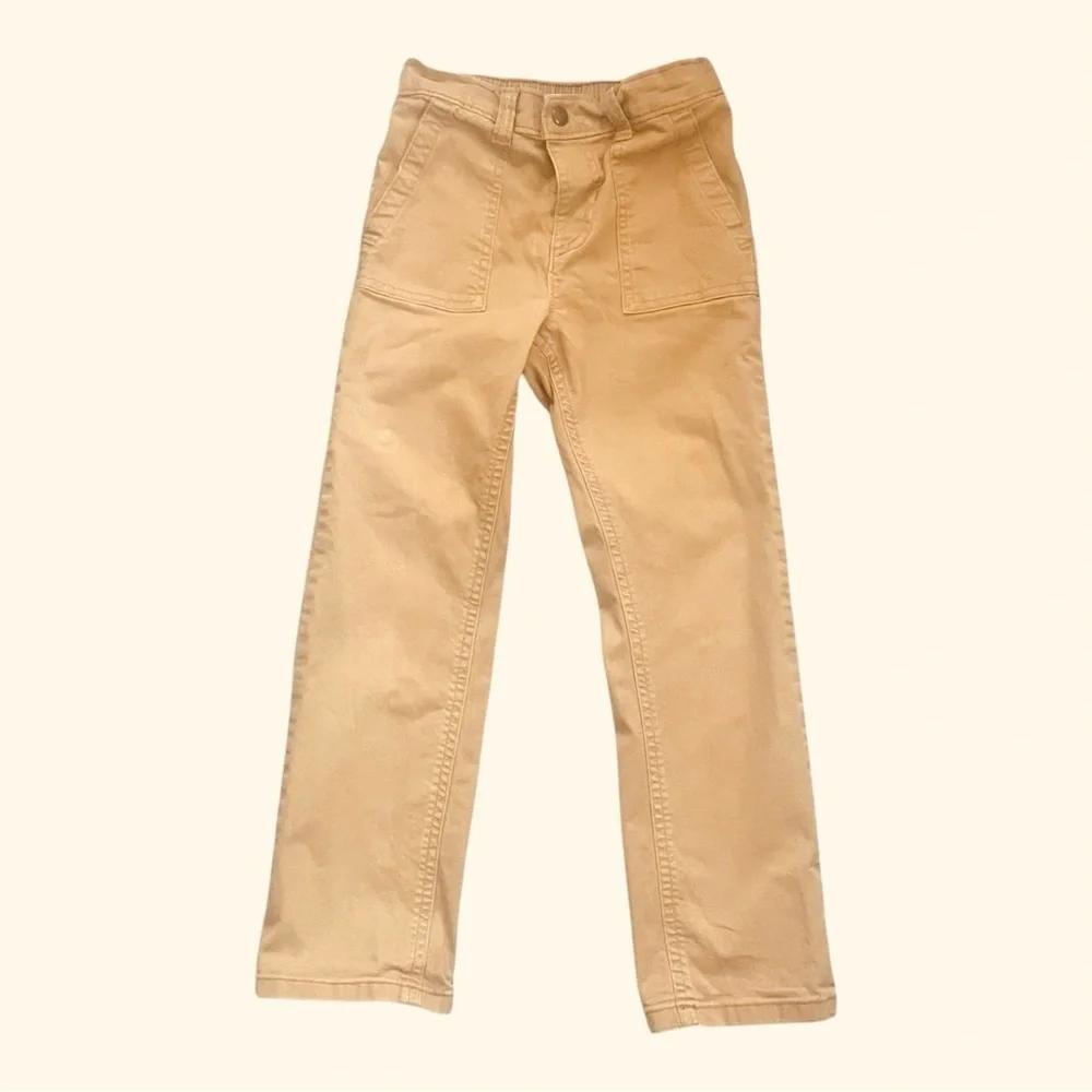Old Navy casual straight canvas utility pants tan/ khaki boys 5 T pockets button